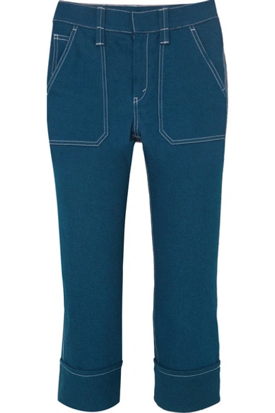 Shop Chloé Cropped High-rise Skinny Jeans In Indigo
