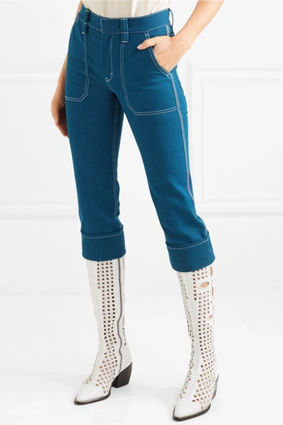 Shop Chloé Cropped High-rise Skinny Jeans In Indigo