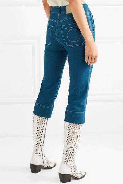 Shop Chloé Cropped High-rise Skinny Jeans In Indigo