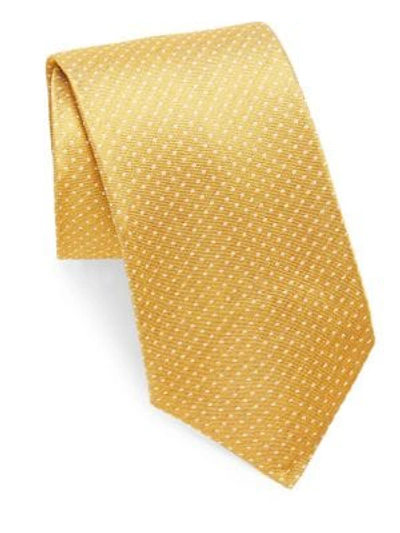 Shop Isaia Men's Polkadot Print Silk Tie In Gold