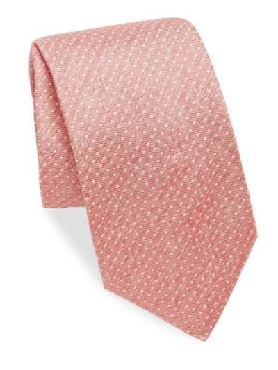 Shop Isaia Polkadot Print Silk Tie In Light Pink