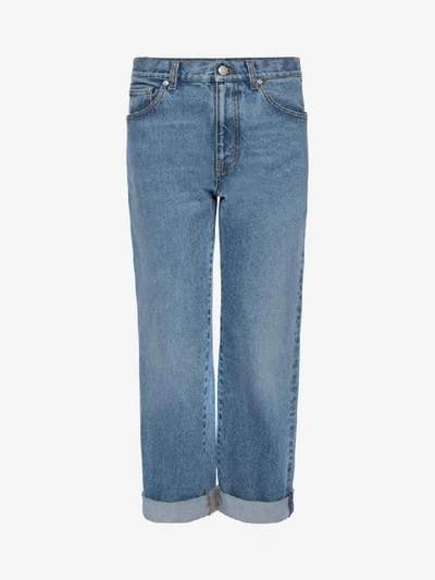 Shop Alexander Mcqueen Boyfriend Denim Trouser In Denim Blue