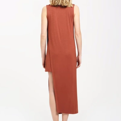 Shop Paisie Jersey Midi Dress With Asymmetric Overlay In Brown