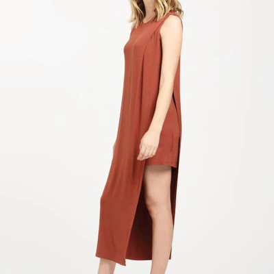 Shop Paisie Jersey Midi Dress With Asymmetric Overlay In Brown