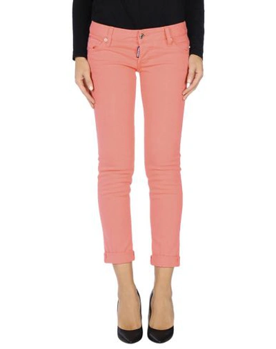 Shop Dsquared2 Denim Capris In Coral