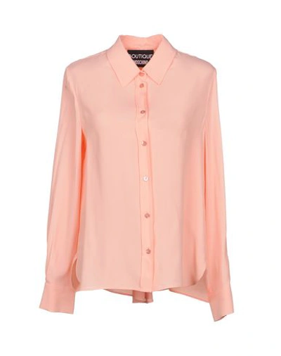 Shop Boutique Moschino Solid Color Shirts & Blouses In Salmon Pink