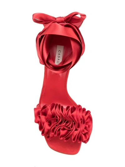 Shop Casadei Rosette Detail Sandals - Red