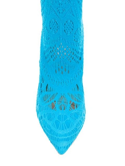 Shop Casadei Blade Woven Thigh High Boots In Blue