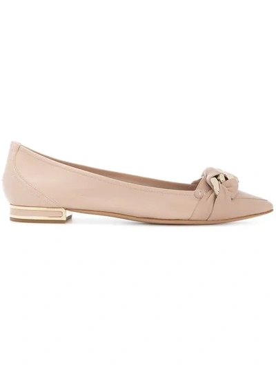 Shop Casadei Wrapped Chain Ballerina Flats In Neutrals