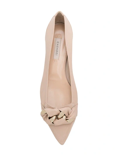 Shop Casadei Wrapped Chain Ballerina Flats In Neutrals