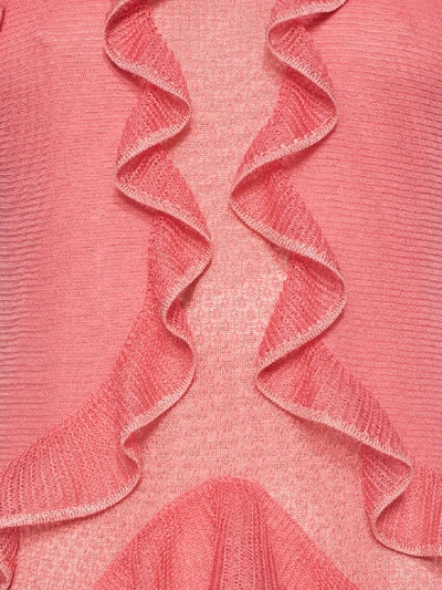 Shop Alexander Mcqueen Short Sleeve Lace Knit Ruffle Mini Dress In Flowerbed