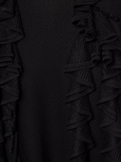 Shop Alexander Mcqueen Off The Shoulder Lace Knit Ruffle Mini Dress In Black