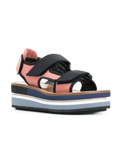 Shop Marni Flatform Velcro Sandals In Black