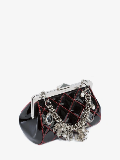 Shop Alexander Mcqueen Small Frame Bag In Black/lust Red