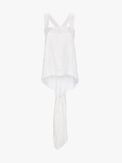 Shop Givenchy Square Neck Jacquard Silk Top In White