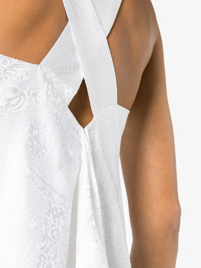 Shop Givenchy Square Neck Jacquard Silk Top In White