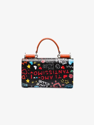 Shop Dolce & Gabbana Black Graffiti Mini Leather Phone Bag