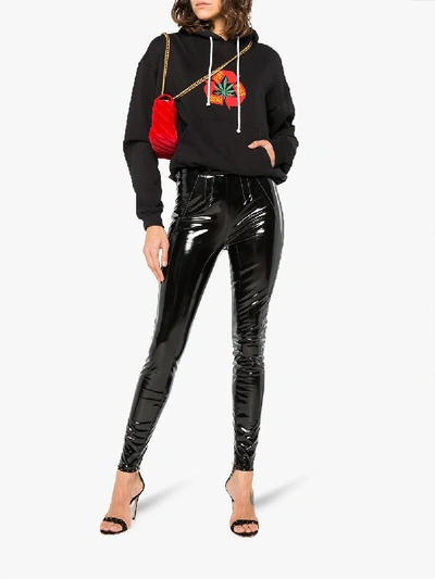 Shop Alyx High Waisted Vinyl Skinny Trousers In Black