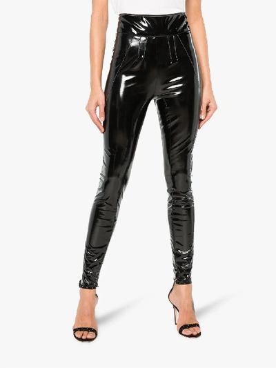 Shop Alyx High Waisted Vinyl Skinny Trousers In Black