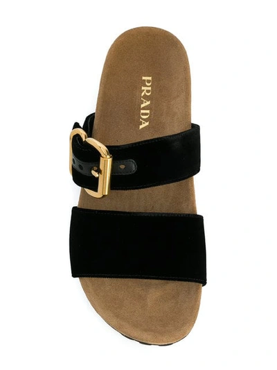 Shop Prada Buckled Sandals - Black
