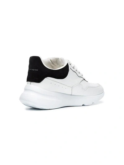 Shop Alexander Mcqueen White And Black Runner Leather Sneakers