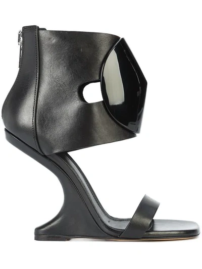 Shop Rick Owens Cantilevered Sandals In Black