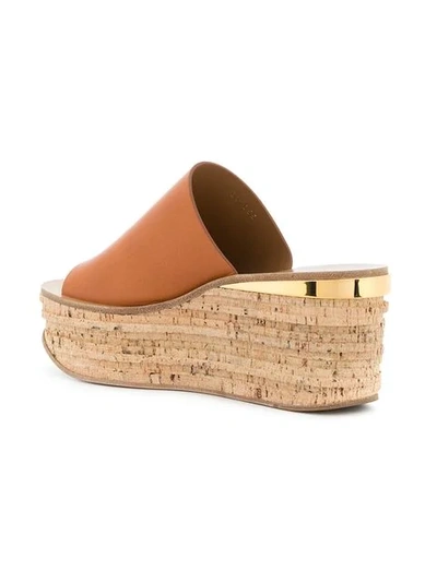 Shop Chloé Camille Wedge Mules - Neutrals