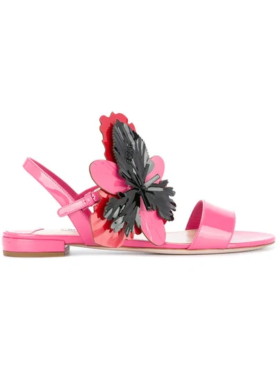 Shop Miu Miu Flower Appliqué Sandals In F0k9z