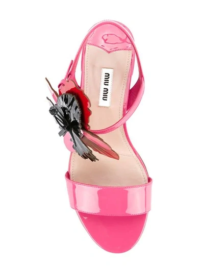 Shop Miu Miu Flower Appliqué Sandals In F0k9z