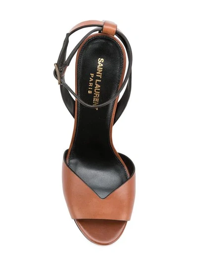 Shop Saint Laurent Tribute Sandals In Brown