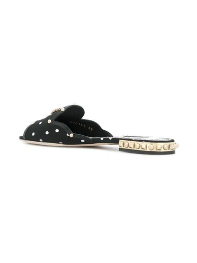 Shop Dolce & Gabbana Embellished Polka Dot Slippers In Black