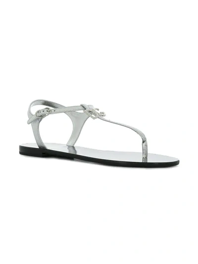 Shop Dolce & Gabbana Tong Style Sandals In Metallic