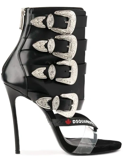 Shop Dsquared2 Western Buckle Boot Sandals - Black