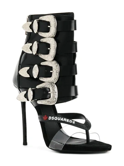 Shop Dsquared2 Western Buckle Boot Sandals - Black