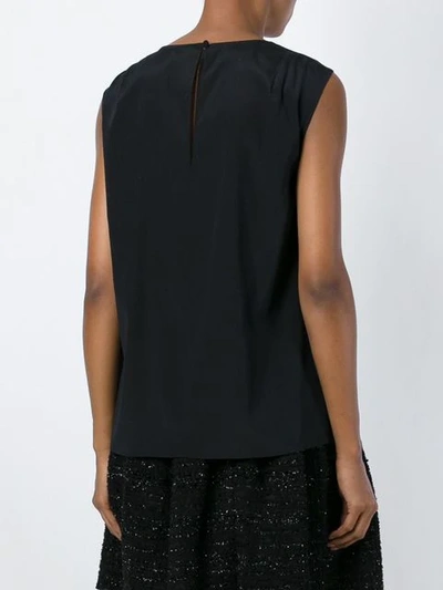 Shop Talbot Runhof Sleeveless Knot Blouse In Black