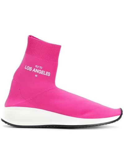 Shop Joshua Sanders Fly To Los Angeles Sneakers - Pink & Purple