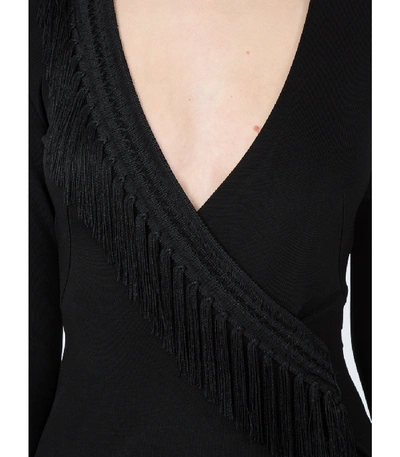 Shop Galvan Black Wrap Fringe Detail Dress