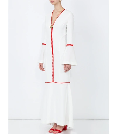 Shop Galvan White Maxi Bell Sleeve Dress