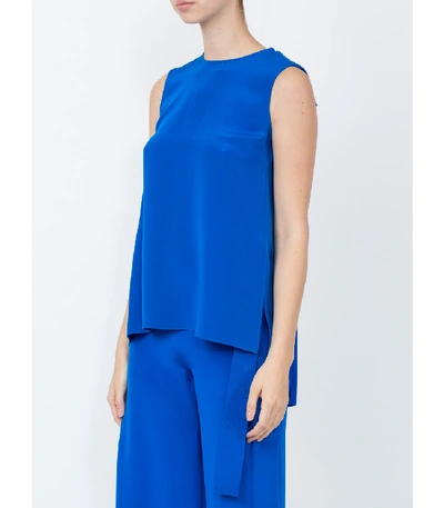 Shop Adam Lippes Cobalt Blue Pleated Top