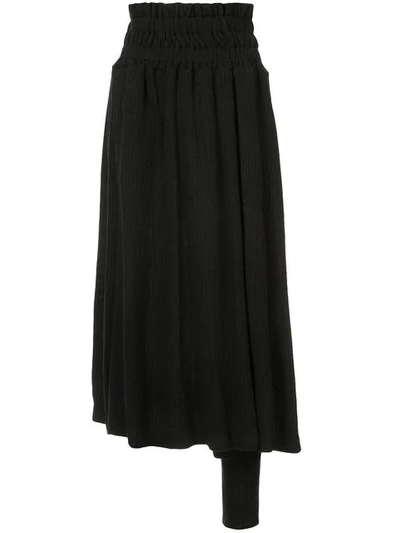 Shop Nocturne 22 Nocturne #22 Cropped Asymmetric Trousers - Black