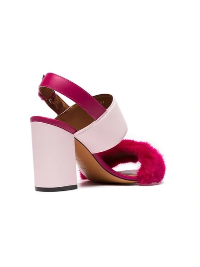 Shop Givenchy Pink Paris 90 Fur Block Heel Sandals