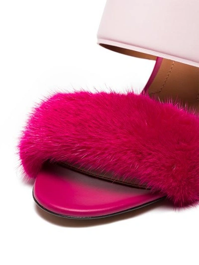 Shop Givenchy Pink Paris 90 Fur Block Heel Sandals