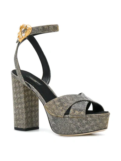 Shop Dolce & Gabbana Platform Ankle Strap Sandals In Metallic