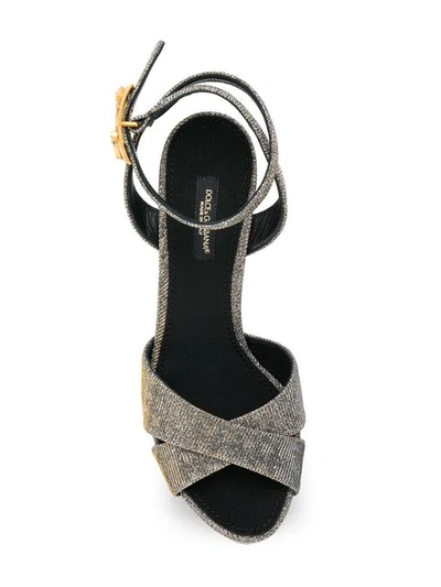 Shop Dolce & Gabbana Platform Ankle Strap Sandals In Metallic
