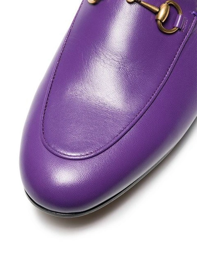 Shop Gucci Purple Princetown Fur Lined Leather Mules In Pink