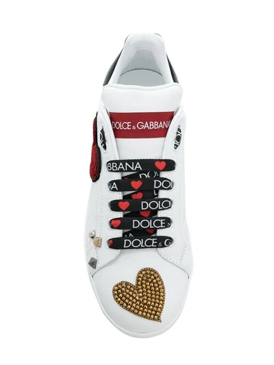 Shop Dolce & Gabbana Heart Embellished Portofino Sneakers In White