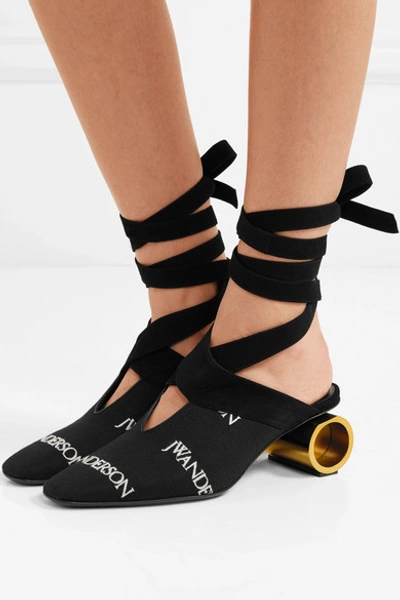 Jw Anderson Embroidered Logo Cylinder Ball Heels In Black | ModeSens