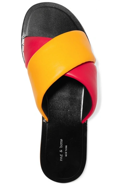 Shop Rag & Bone Keaton Color-block Leather Slides In Red