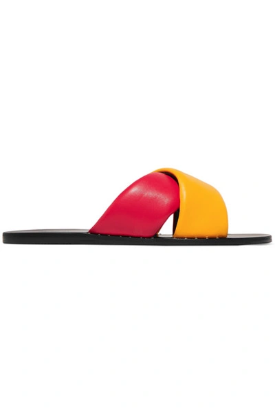 Shop Rag & Bone Keaton Color-block Leather Slides In Red