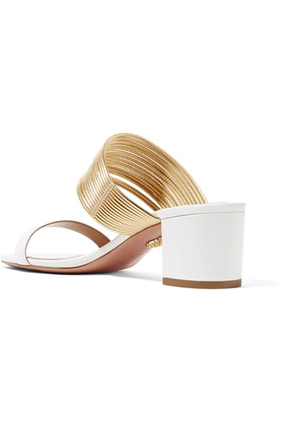 Shop Aquazzura Rendez Vous Leather Sandals In White